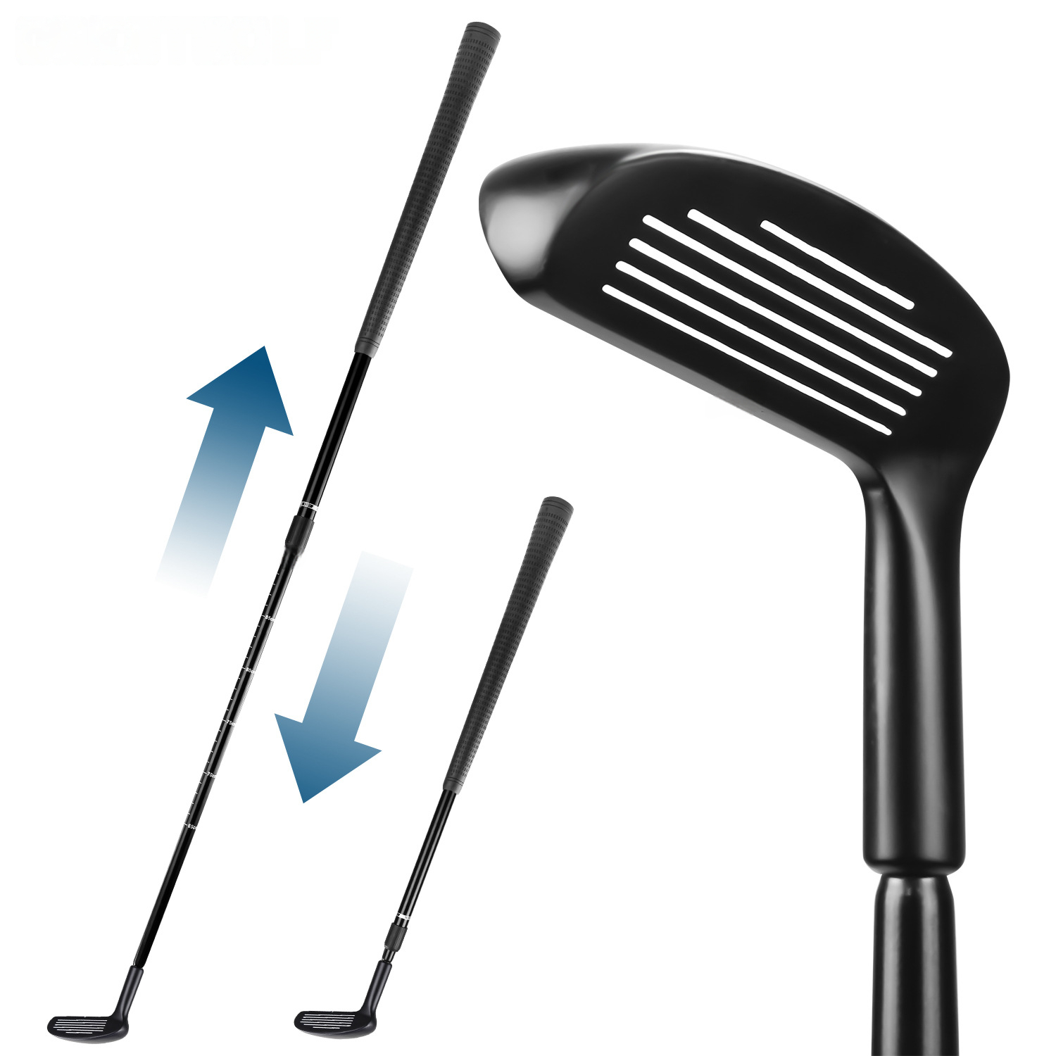 Telescopic Golf Club, Golf Double-Sided Chipper, Zinc Alloy Putter, Sand Wedge, Lob Wedge, Retractable Golf Club