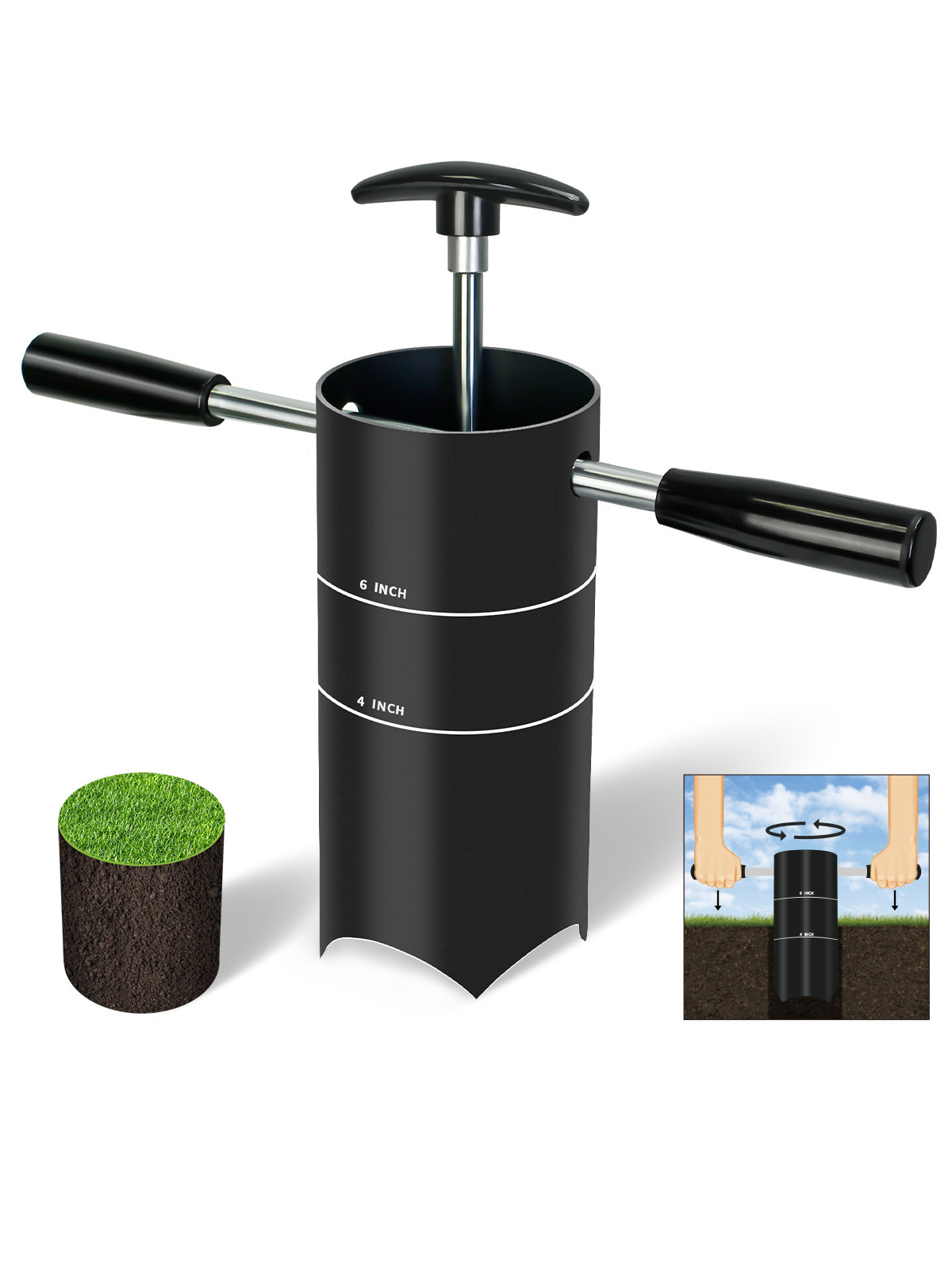 Portable Golf Hole Cup Cutter with Detachable Handle, Golf Hole Digger